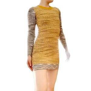 French connection size 2 dress yellow boho gray knot sweater teens